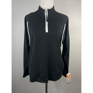 C9 by Champion Womens XL Black Duo Dry Quarter Zip Pullover S9138 Ebony White
